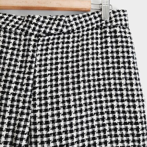 AUTRES FILLES / Houndstooth Slim Leg Ankle Crop Trousers B&W Houndstooth Sz M - Picture 6 of 15
